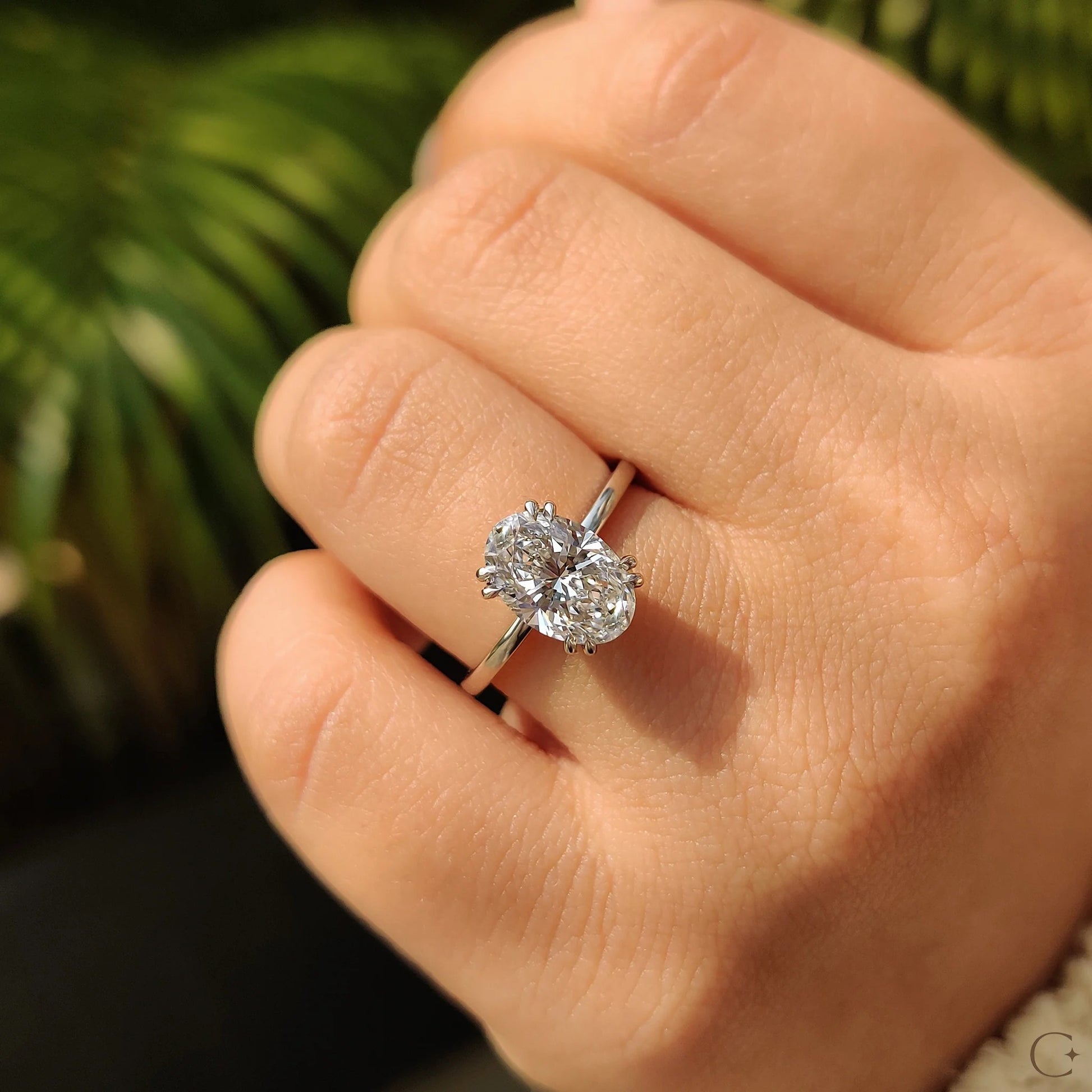 Oval Shaped Diamond Engagement Ring In Solitaire Style
