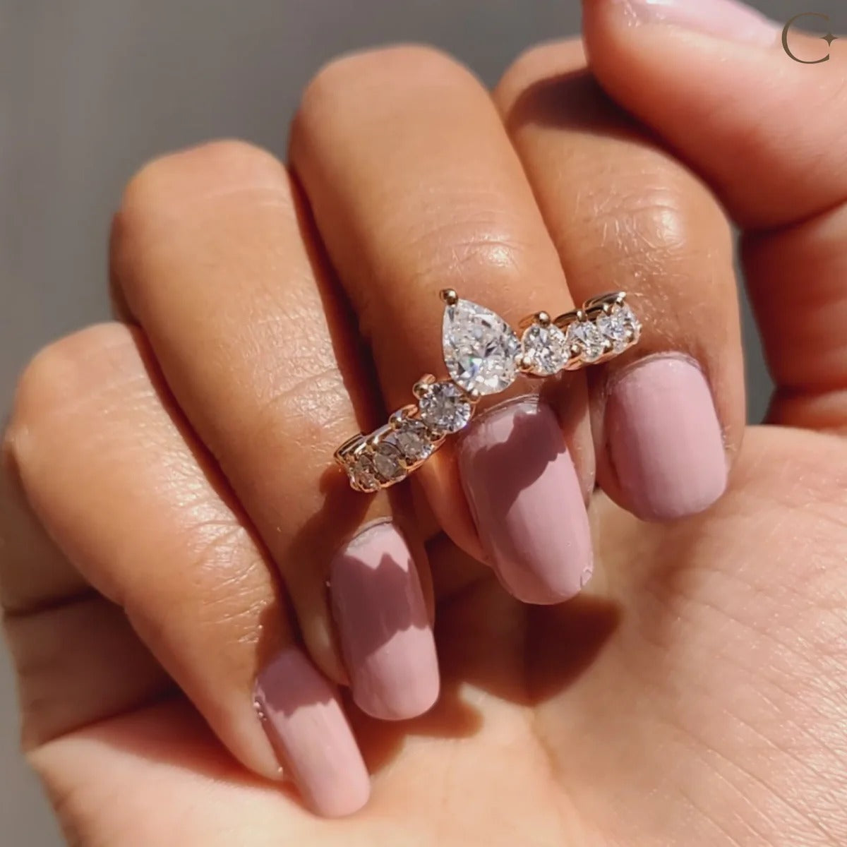 Pear Shaped Wedding Band In Tiara Style