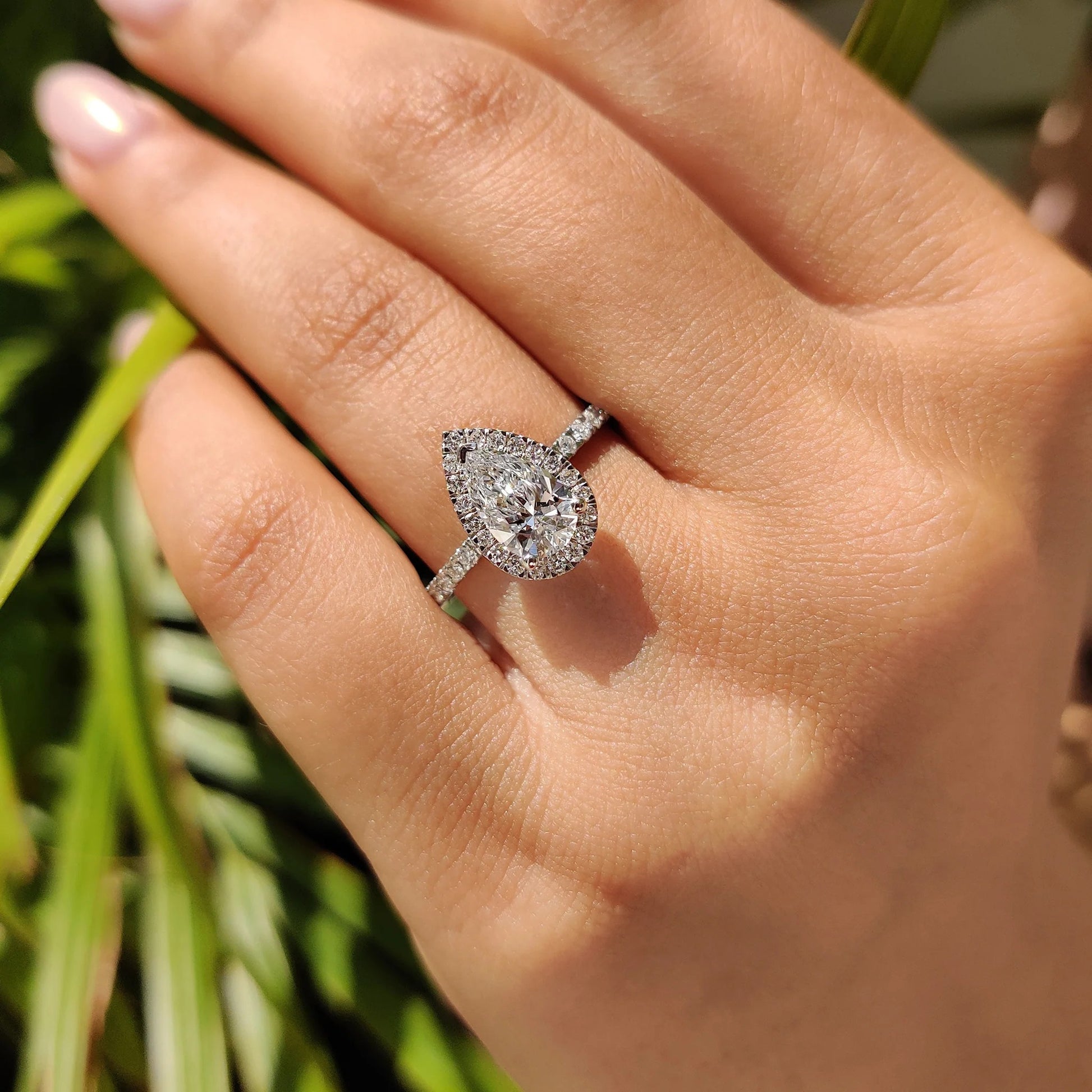Pear Cut Halo Engagement Ring Setting