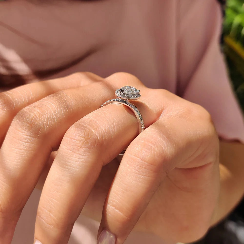 Pear Cut Halo Engagement Ring Setting