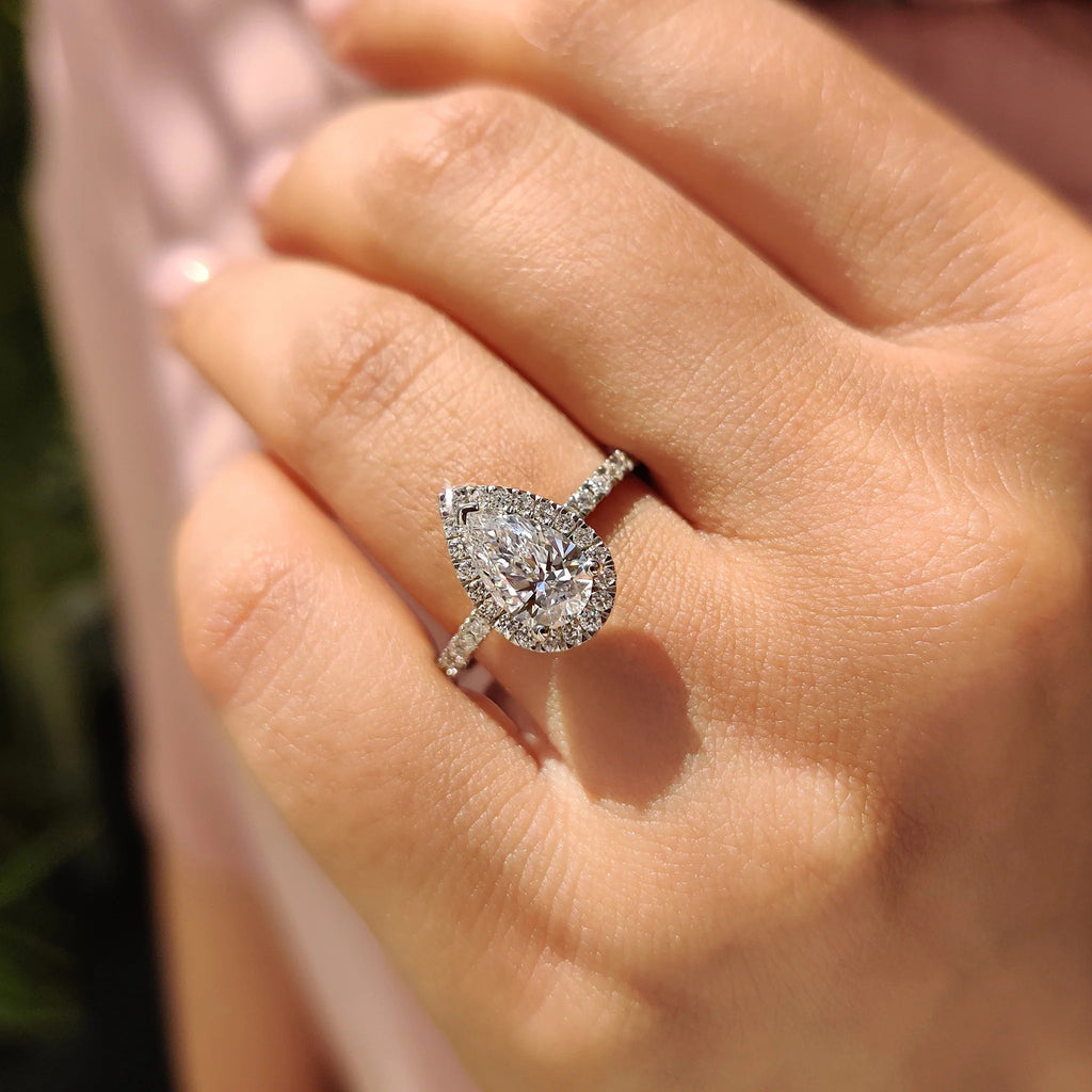 Pear Cut Halo Engagement Ring Setting